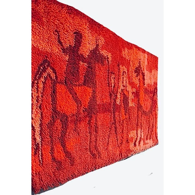 Sale! 60s Vintage Ege Rya Rug Wool Danish Modern Cubist Etruscan Horses & Riders Textile Art Wall Hanging For Sale - Image 11 of 12