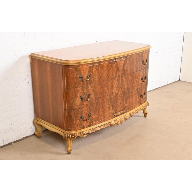 Romweber Romweber French Provincial Louis XV Flame Mahogany and Parcel Painted Dresser, Circa 1920s For Sale - Image 4 of 12