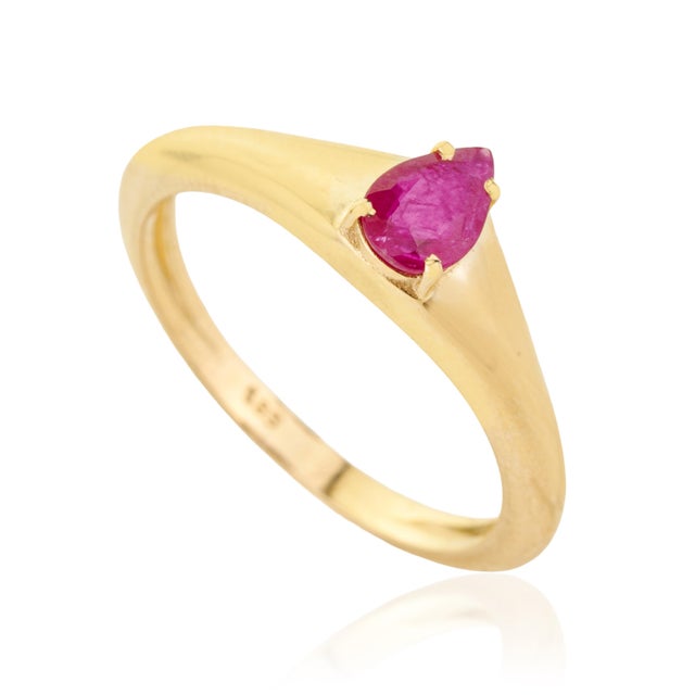 14k Yellow Gold Prong Set Natural Ruby Ring Size 5 by VRJewels For Sale - Image 4 of 15