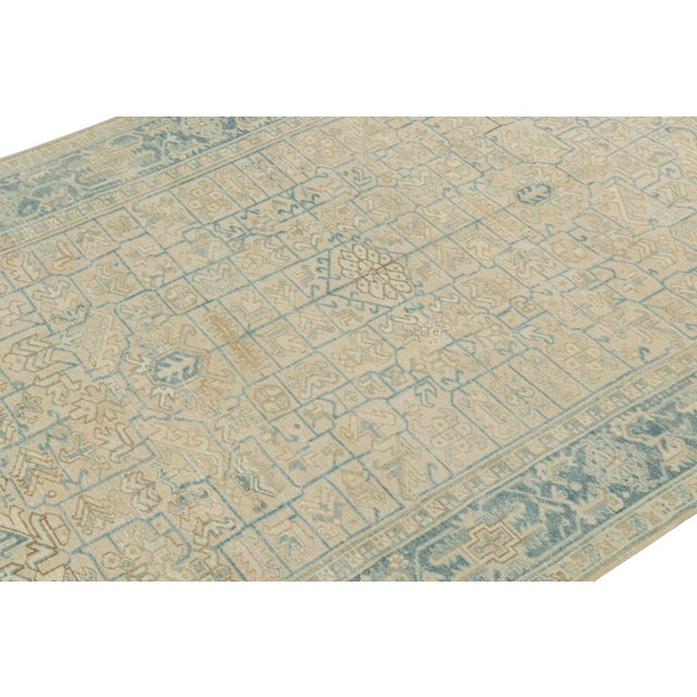 Rug & Kilim Vintage Northwest Persian Rug in Beige and Blue Geometric Pattern by Rug & Kilim For Sale - Image 4 of 7