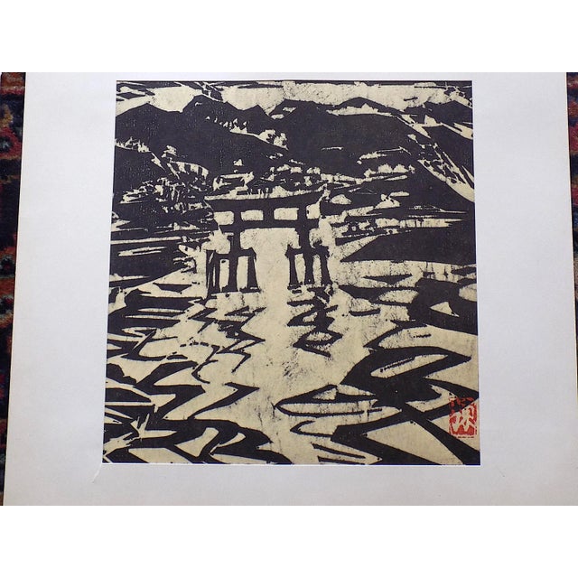 Japanese Vintage Mid 20th C Signed Folio Size Japanese Lithographs Of. Expressionist Woodblock Prints of Edo, Japan - Set of 3 For Sale - Image 3 of 6