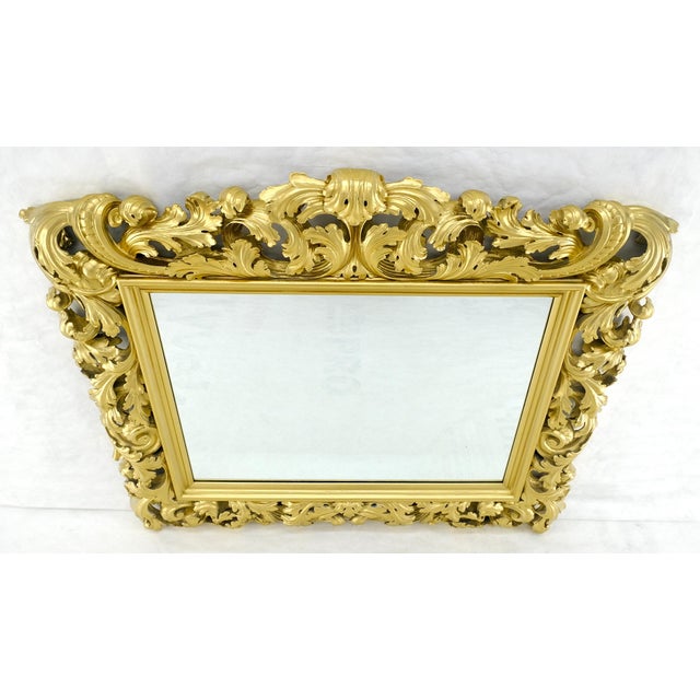 Gold Massive Large Heavy carved Gold Gilt Frame Wall Mirror Regency Style For Sale - Image 8 of 17