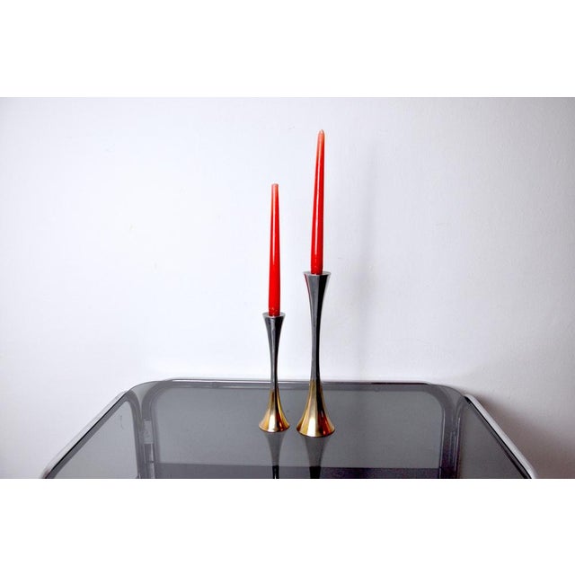 Rare and superb pair of brutalist candlesticks designed and made by artist david marshall in the 80s, spain. Brass and...
