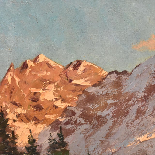 Unknown, Mountain with Snow Alps, 1890s, Oil on Canvas For Sale - Image 7 of 11
