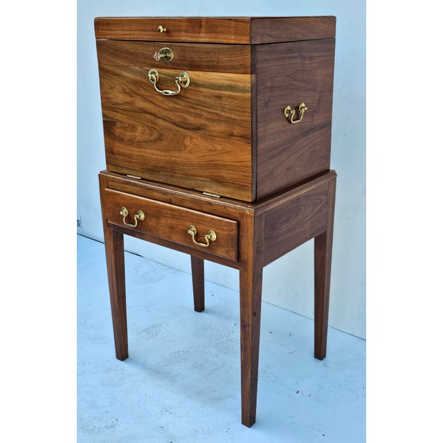 Wood Handcrafted Federal Solid Black Walnut and Satinwood Silver Smith Chest For Sale - Image 7 of 12