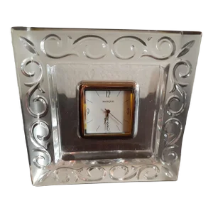 1970s Marquis by Waterford Crystal Germany Square Mantle/Desk Clock