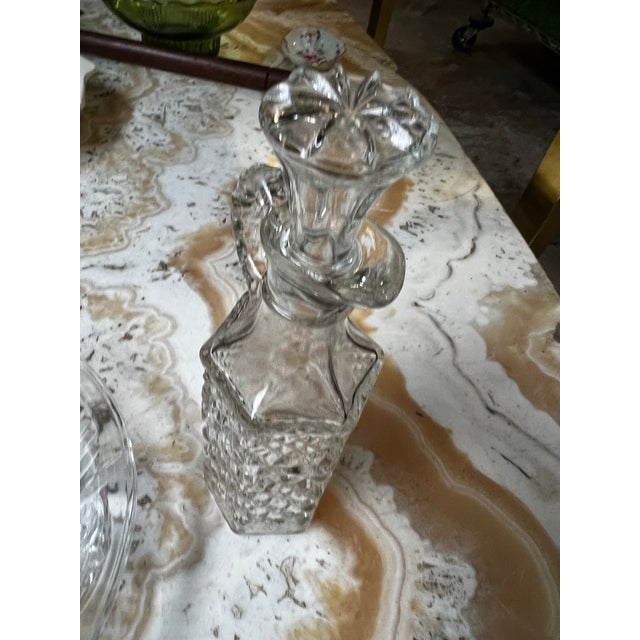 1970s 1970s Glass Bottle With Stopper and Ashtray Pair For Sale - Image 5 of 6