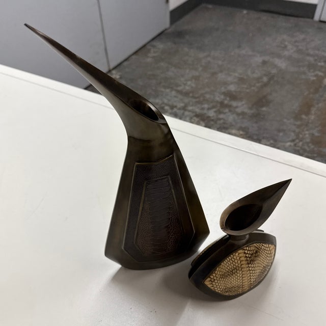 R & Y Augousti Paris Bird Sculptural Tall + Short Vases, Vintage For Sale - Image 9 of 12