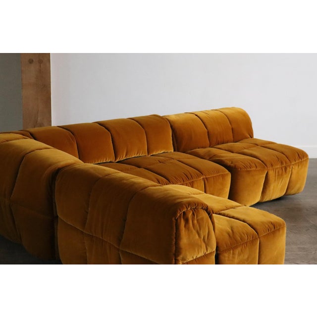 1960s Strips Sofa in Velvet by Cini Boeri for Arflex, Italy, 1968, Set of 4 For Sale - Image 5 of 14
