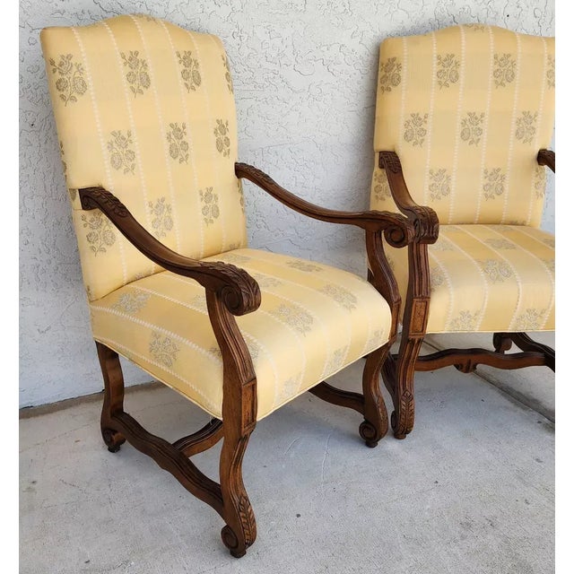Yellow Drexel Heritage French Os De Mouton Armchairs For Sale - Image 8 of 12