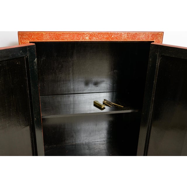 1950s Antique Red Asian Cabinet For Sale - Image 5 of 10