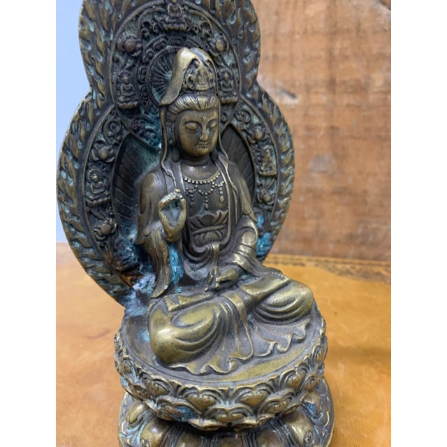 Late 19th Century Patinated Bronze Buddha For Sale - Image 4 of 6