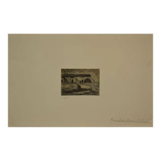 Giuseppe Viviani, Horse and Stable in Twilight, Etching, Late 20th Century For Sale