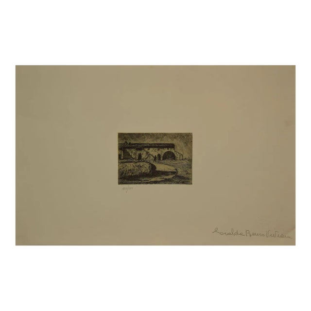 Giuseppe Viviani, Horse and Stable in Twilight, Etching, Late 20th Century For Sale