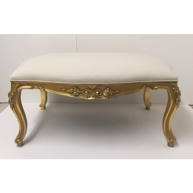 Gold 1970s Vintage French Carved Giltwood Bench For Sale - Image 8 of 8