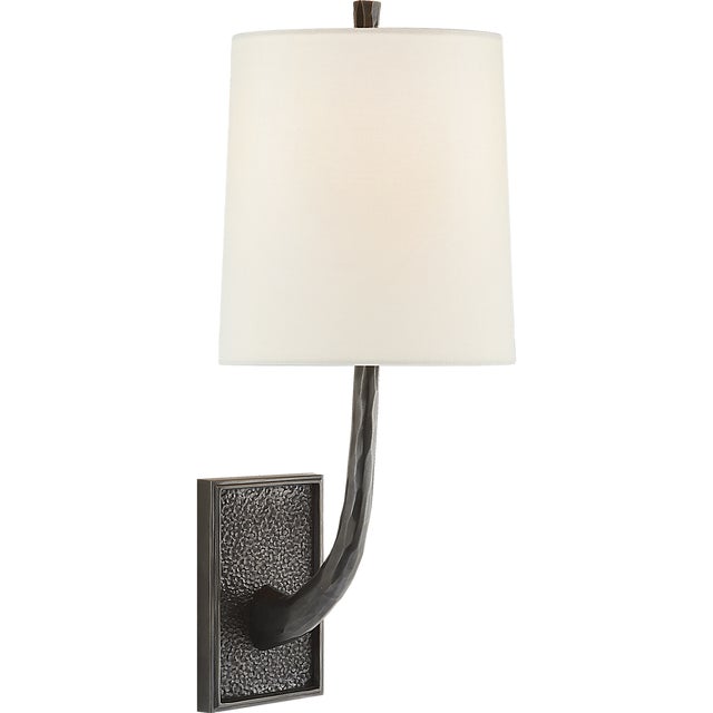 Barbara Barry for Visual Comfort Signature Lyric Branch Sconce in Bronze with Linen Shade For Sale