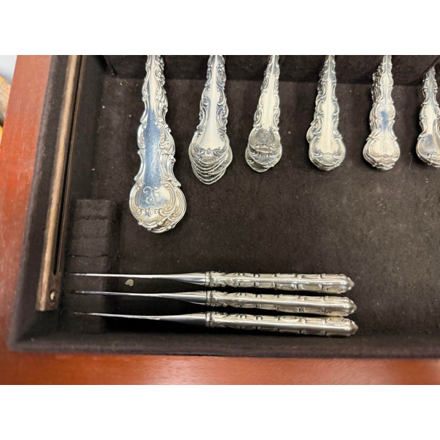 1960s 1960s Gorham "Strasbourg" Sterling Silver Flatware Service for 8 With Fitted Mahogany Chest - 95 Pieces For Sale - Image 5 of 12