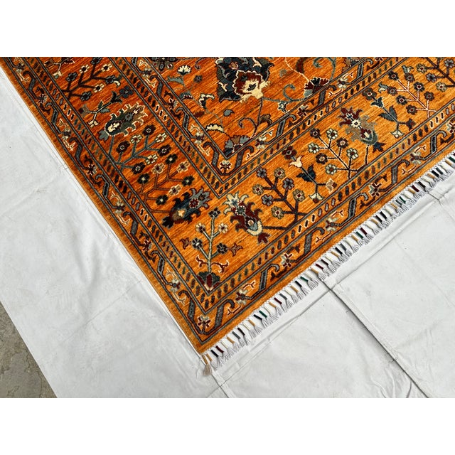 Rust Afghan Sultani Hand-Knotted Wool Rug - 9'8" X 8'1" For Sale - Image 6 of 14