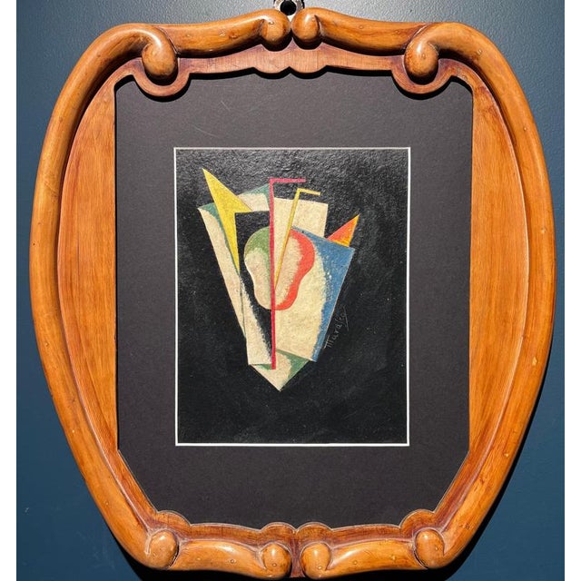 Antonio Marasco, Futurist Composition on a Black Background, 20th Century, Oil on Cardboard For Sale - Image 9 of 9