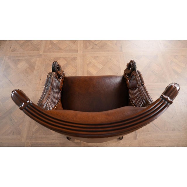 Brown Leather Swan Arm Chair For Sale - Image 8 of 14