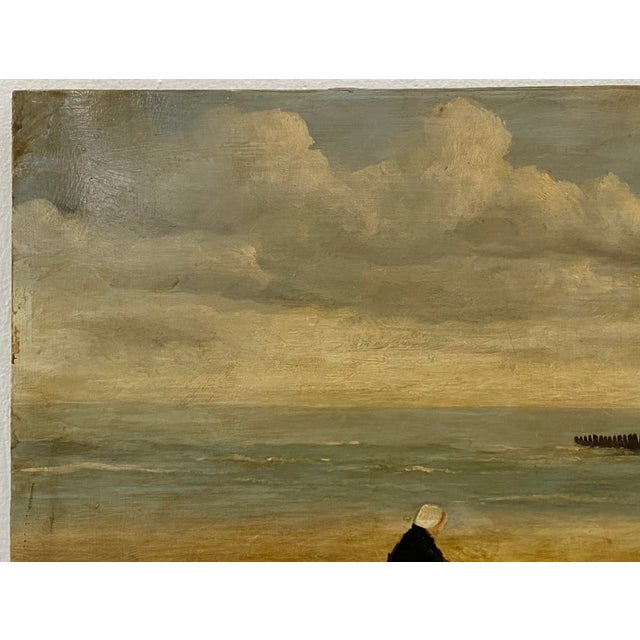 In the Style of Johannes Evert Hendrik Akkeringa Oil on Panel Beach Scene C.1920 For Sale - Image 4 of 13