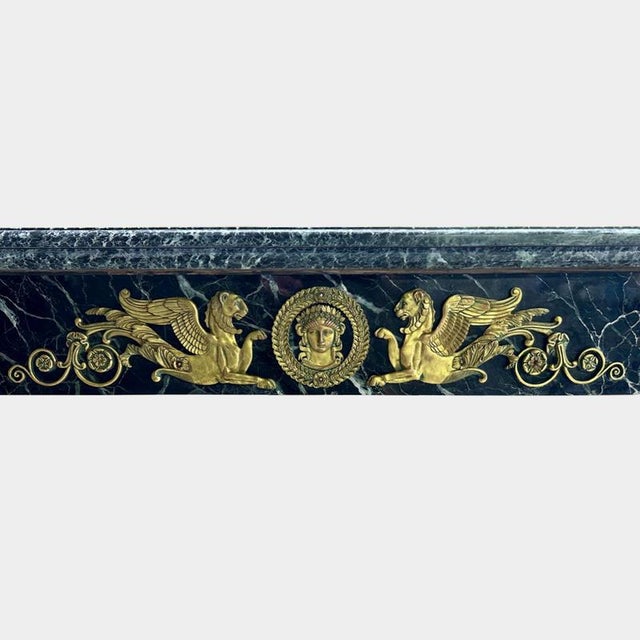 French Empire Egyptian Revival Marble and Ormolu Fireplace Mantel, 1820 For Sale - Image 6 of 11
