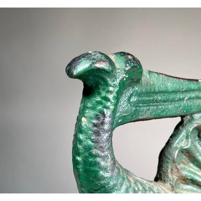 English 19th Century Dolphin Form Cast Iron Boot Scrape in Verdigris For Sale - Image 3 of 7