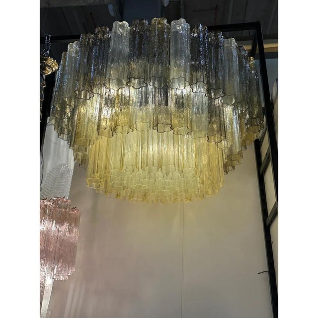 Italian Tronchi Murano Glass Chandelier in Amber and Fumè by Simoeng For Sale - Image 6 of 8