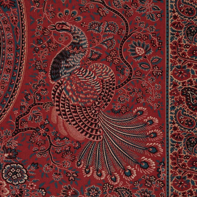 Schumacher SAMPLE - Schumacher Colmery Paisley Panel Fabric In Rouge For Sale - Image 4 of 6