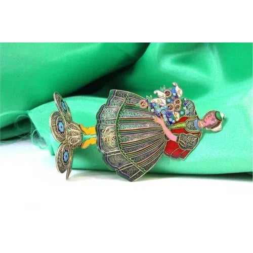 Madeiran Flower Seller in Enameled Filigree For Sale - Image 4 of 6