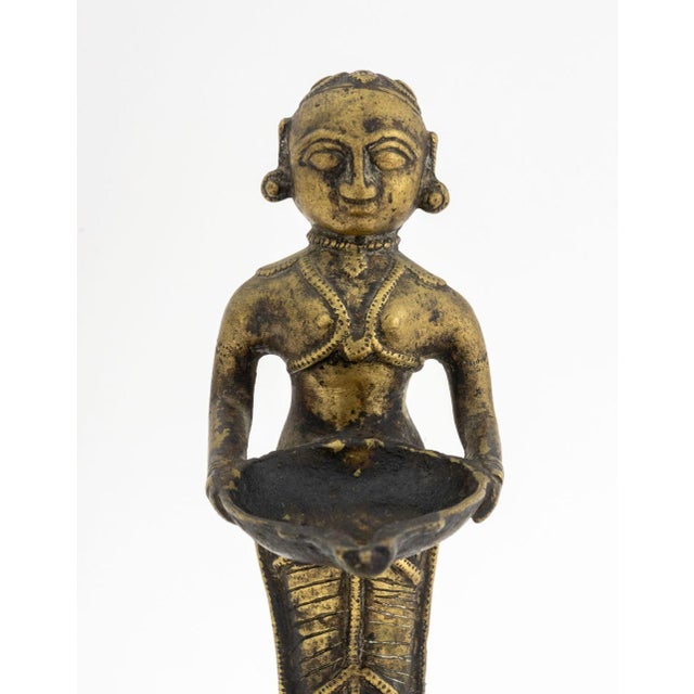 Indian Indian Brass Deeplakshmi Figural Oil Lamp For Sale - Image 3 of 7