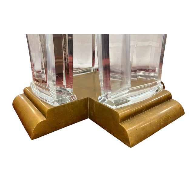 Metal Jeffrey Bigelow Brass and Lucite Dining Table Base For Sale - Image 7 of 8