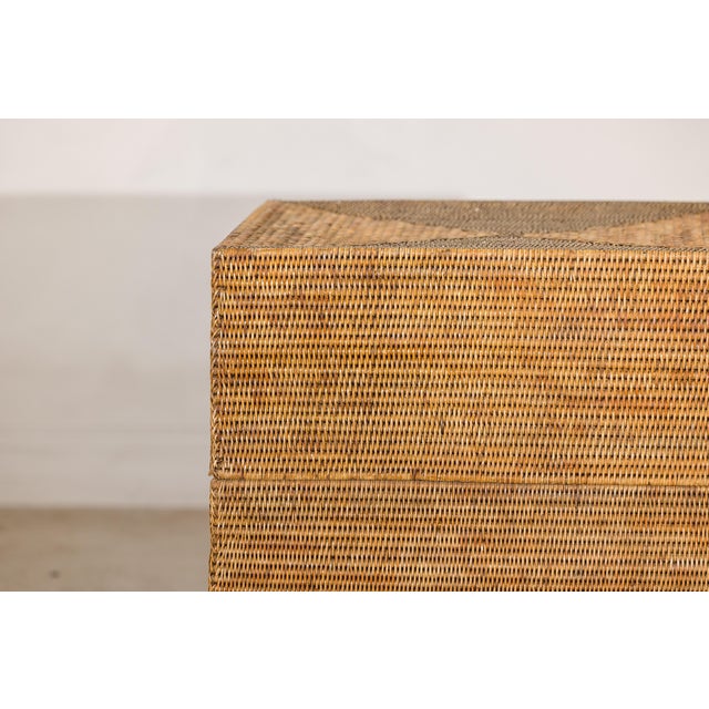 Large Vintage Woven Rattan Storage Box with Removable Lid For Sale - Image 10 of 15