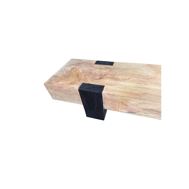 Contemporary Sculptural Mango Wood Bench, Modern Organic, Stunning Wood Textures For Sale - Image 3 of 8