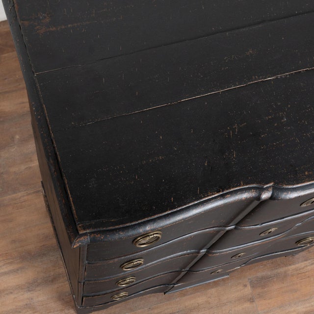 Early 19th Century Black Rococo Large Oak Chest of Four Drawers, Denmark For Sale - Image 6 of 15