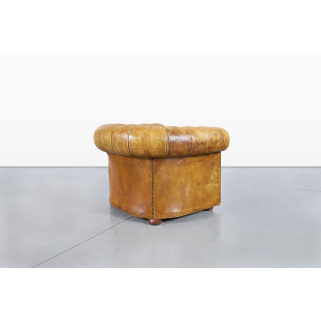 Vintage English Leather Chesterfield Club Chairs For Sale - Image 12 of 14
