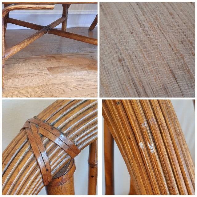 Matching Chinoiserie Bamboo Rattan Cane Club Chairs Set 4 For Sale - Image 11 of 13