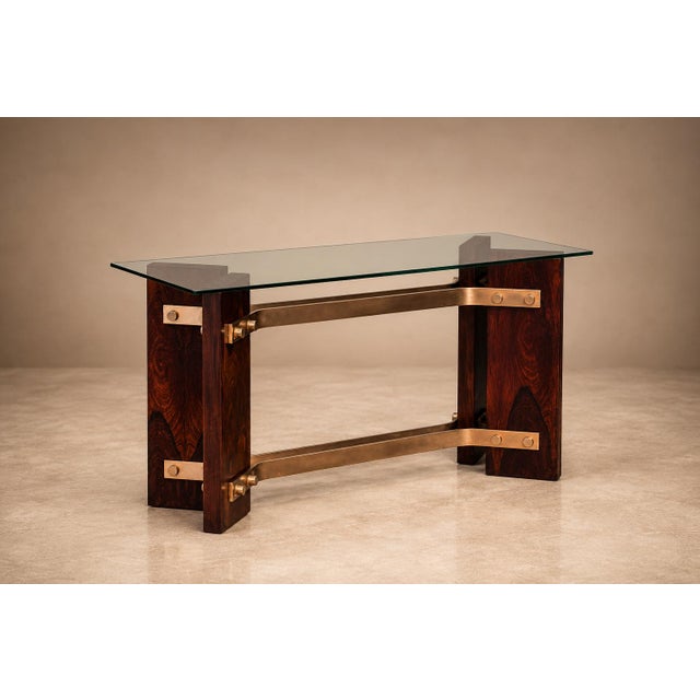Brazilian Modern Sideboard in Rosewood, Brass & Glass, Novo Rumo, Brazil, 1950s For Sale - Image 14 of 14