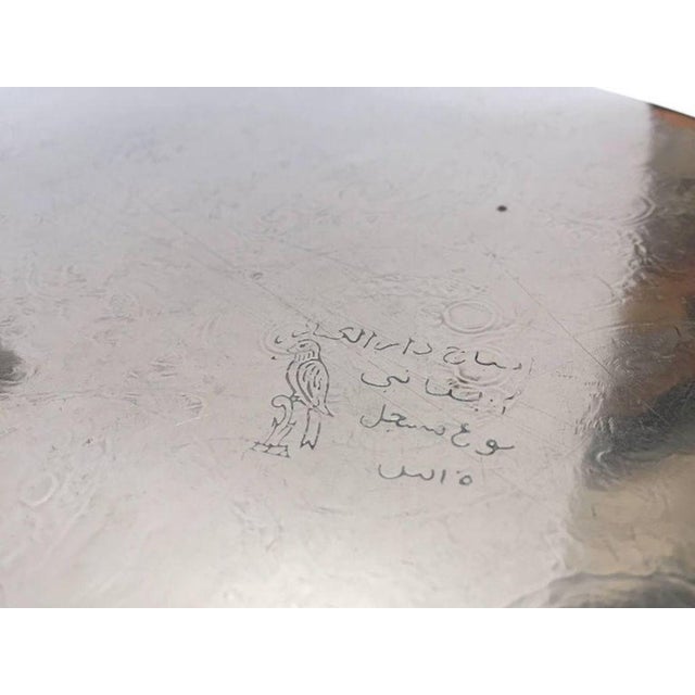 Early 20th Century Antique Moroccan Silver-Plated Tea Tray Table on Removable Legs Fez, Circa 1920 For Sale - Image 5 of 10