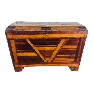 1940s Vintage Handmade Folk Art Chest For Sale