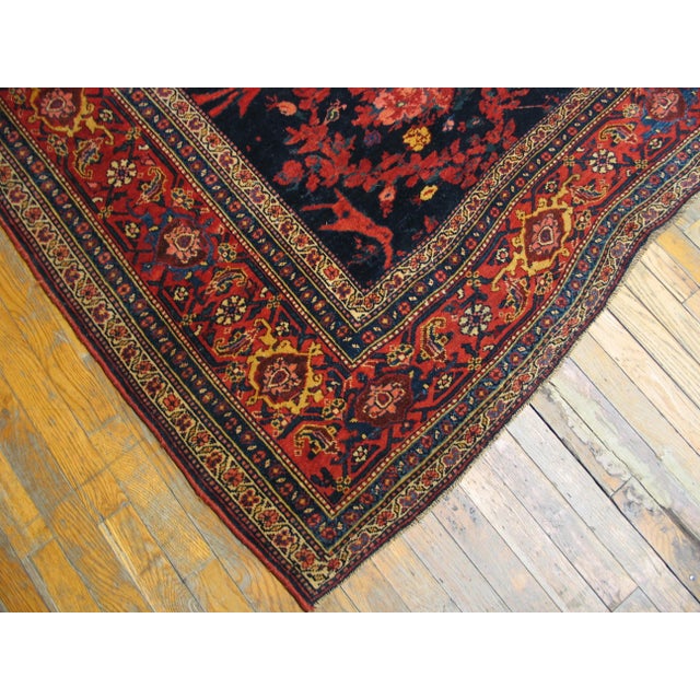 Late 19th Century 1880s Blue Navy Mostofi Tribal Hand Knotted Antique Persian Bijar Rug 9'3" X 20'3" Wool Carpet For Sale - Image 5 of 5