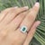 Octagon Cut Geometric Zambian Emerald Ring With Diamond Halo in Silver, Size 7 For Sale - Image 9 of 14