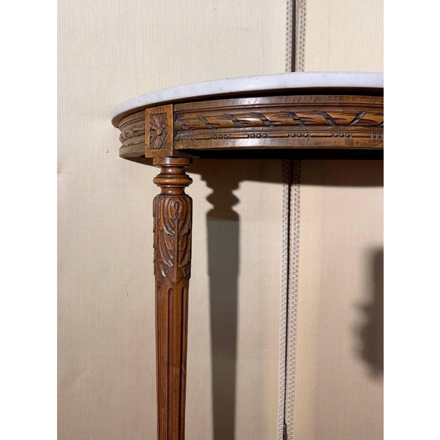 Louis XVI Half-Moon Carved Wood Console Table For Sale - Image 9 of 10