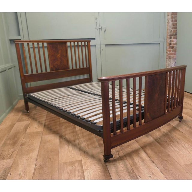 Edwardian Bur Walnut Double Bed, 1900 For Sale - Image 4 of 7