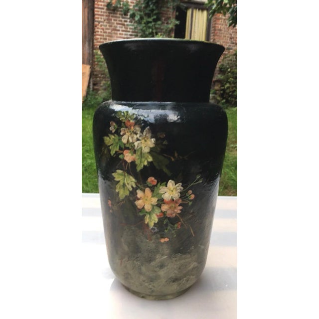 Large French Majolica Vase with Flowers Edouard Gilles, circa 1880 For Sale - Image 4 of 12