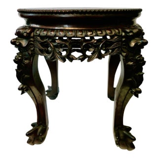 Late 19th Century Chinese Teak & Rouge Marble Table For Sale