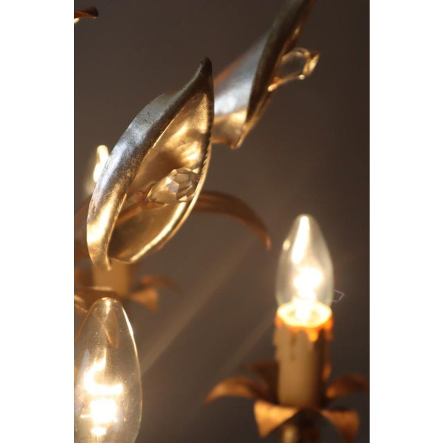 Calla-Lily Chandelier in Gold, 1970s For Sale - Image 11 of 16