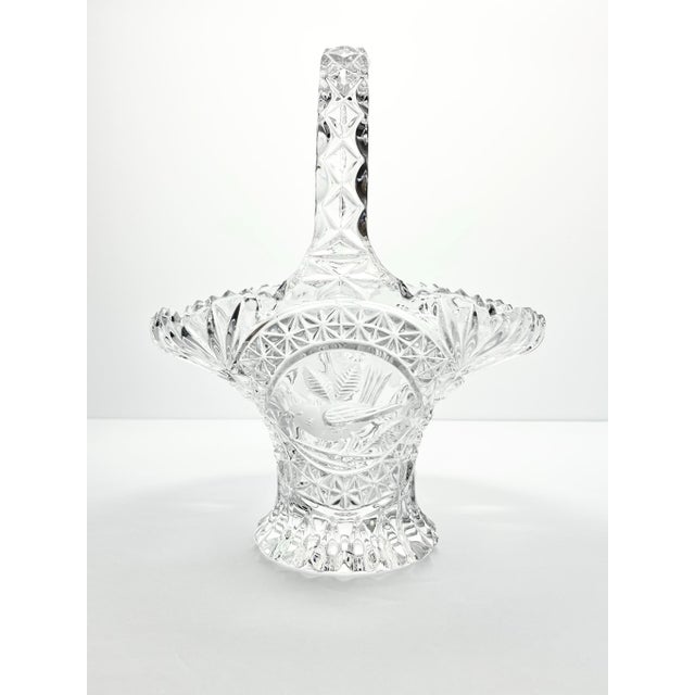 Hofbauer “Byrdes” Large Cut Crystal Deep Handled Basket 10 1/2” Excellent condition. No chips, cracks, or fleabites....