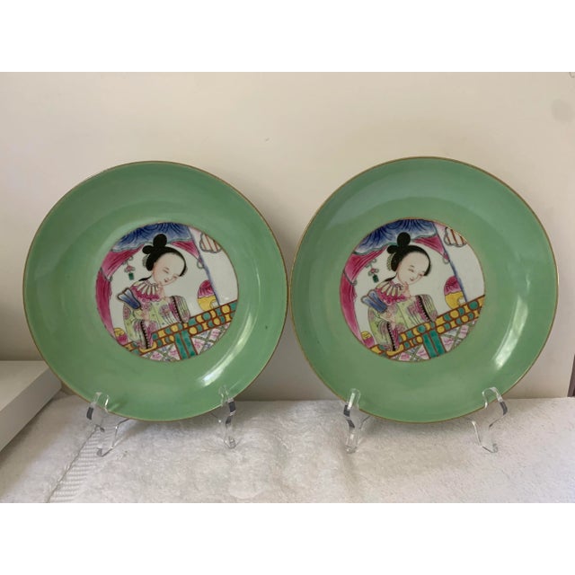 Late 20th Century Chinese Famille Rose Porcelain Beauty Deep Dishes/ Bowls - a Pair For Sale - Image 13 of 13