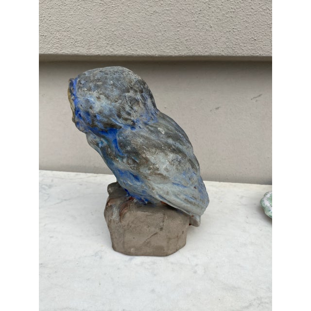 French Rare Terracotta Majolica Owl Filmont Bavent Normandy For Sale - Image 3 of 6